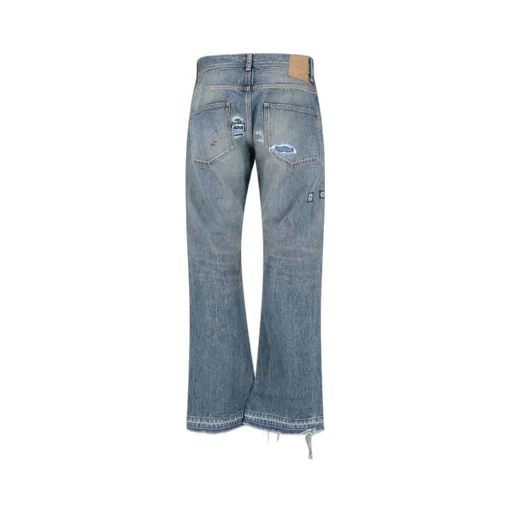 Logo Patch Distressed Jeans