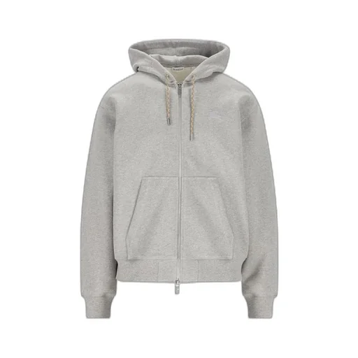 Checked Zip-Up Drawstring Hoodie