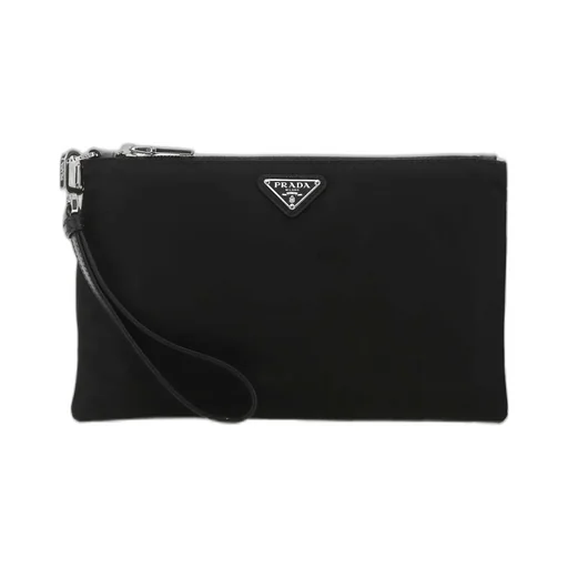 Logo Plaque Zipped Pouch Bag