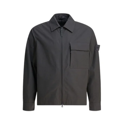 Collared Logo Patch Zip-Up Jacket