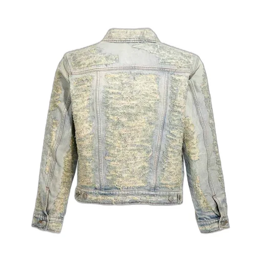 Distressed Long-Sleeved Denim Jacket