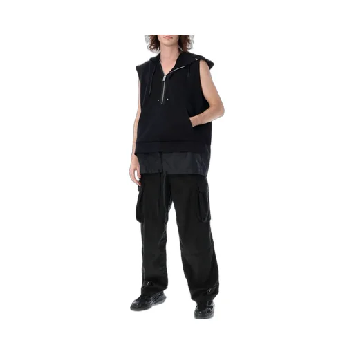 Half-Zip Drawstring Sleeveless Hoodie
