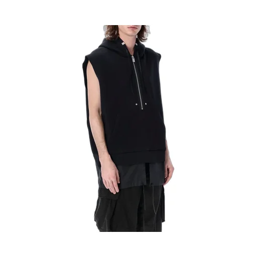 Half-Zip Drawstring Sleeveless Hoodie