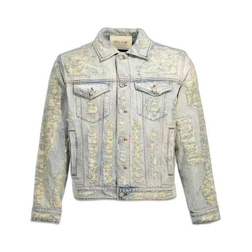 Distressed Long-Sleeved Denim Jacket