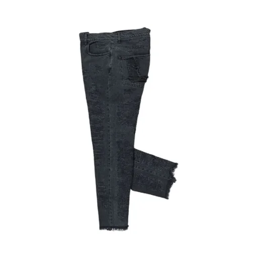 Straight-Leg Frayed-Hem Distressed Jeans