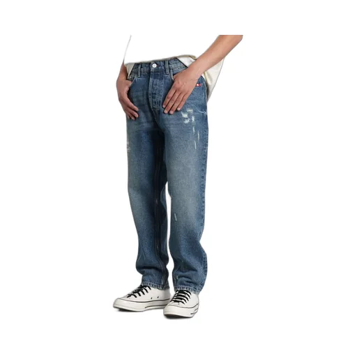 Distressed Straight-Leg Jeans