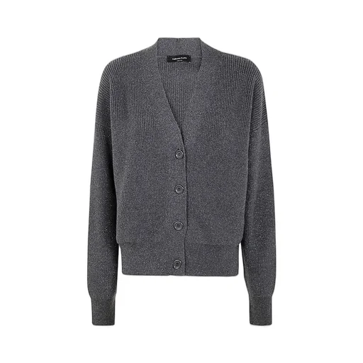 Chunky-Knit Lurex Detailed Cardigan