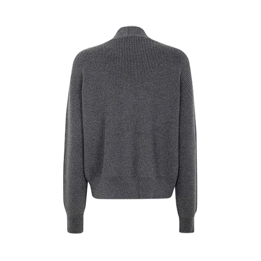 Chunky-Knit Lurex Detailed Cardigan