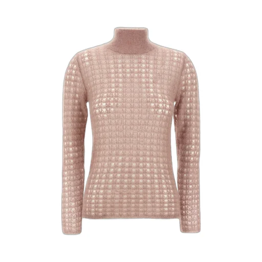 Crochet-Knit High-Neck Jumper