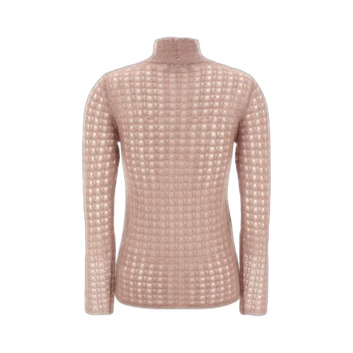 Crochet-Knit High-Neck Jumper