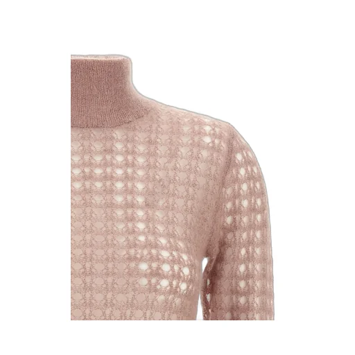 Crochet-Knit High-Neck Jumper