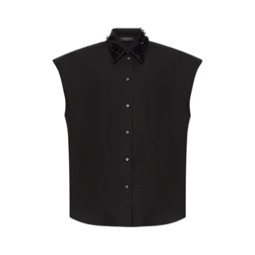 Embellished Collar Sleeveless Shirt