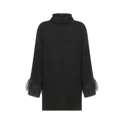 Fringe Detailed Mock Neck Top