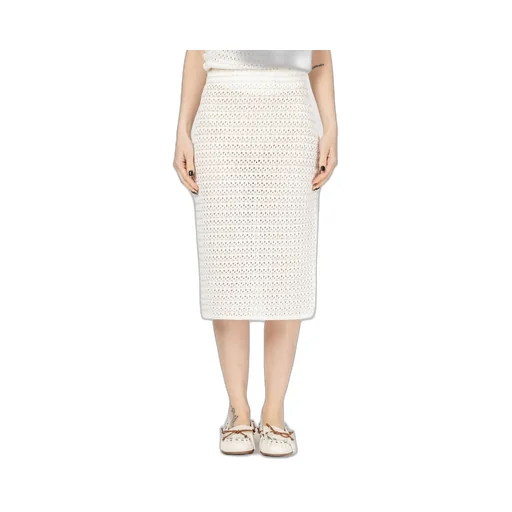Sequinned Open-Knit Midi Skirt