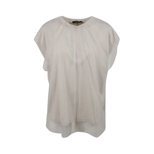 Sheer Overlay Cap-Sleeved T-Shirt