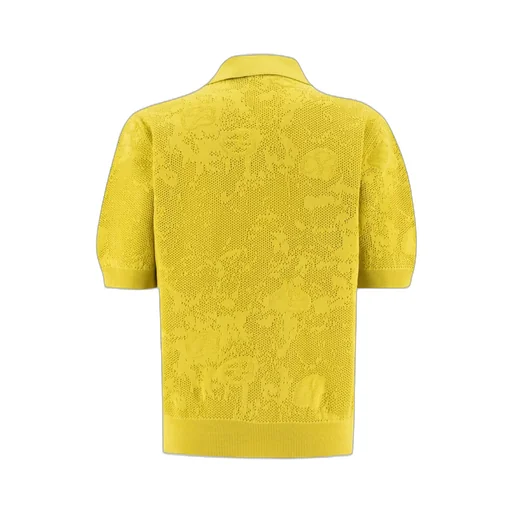 Floral-Motif Knitted Polo Shirt