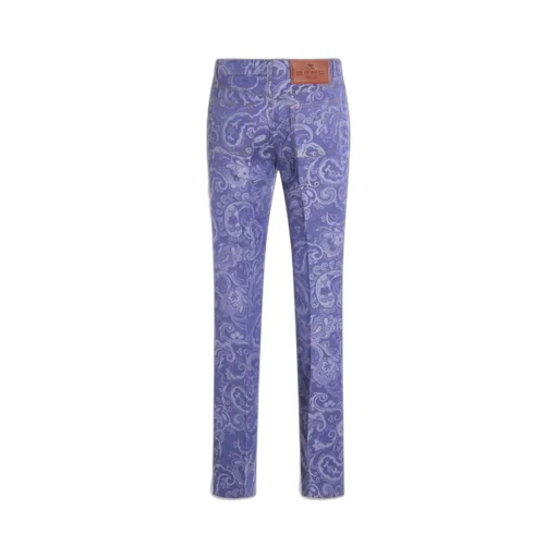 Paisley-Jacquard Logo Patch Jeans
