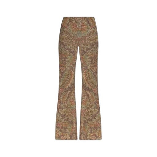 Paisley Printed Lurex Thread Flared Trousers