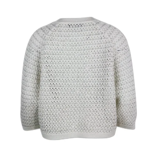 Sequin-Embellished Open-Knit Cardigan
