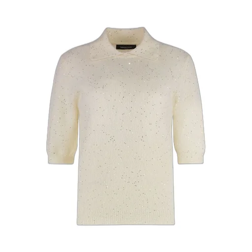 Sequin Short-Sleeved Polo Collar Jumper