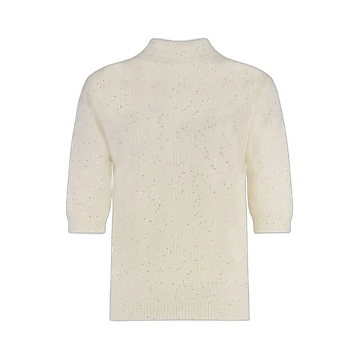 Sequin Short-Sleeved Polo Collar Jumper
