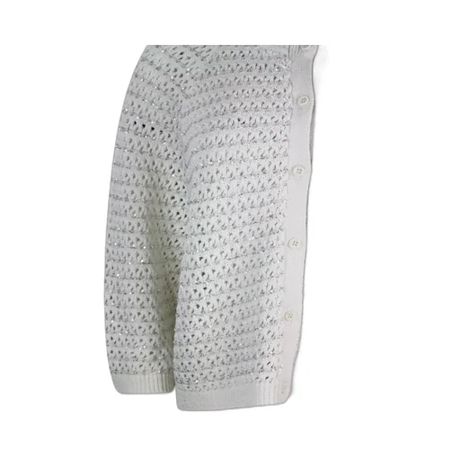 Sequin-Embellished Open-Knit Cardigan