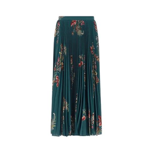 Floral Printed Pleated Midi Skirt