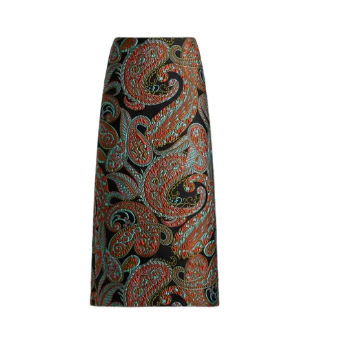 Paisley Jacquard A-Line Skirt