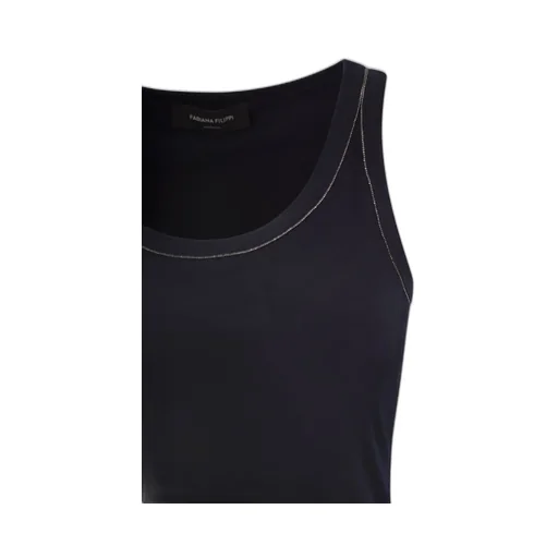 Bead Embellished Ribbed Tank Top
