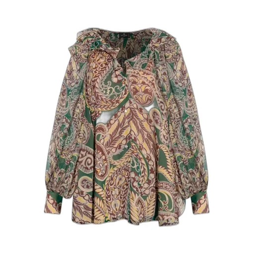Paisley Printed Ruffled V-Neck Shirt