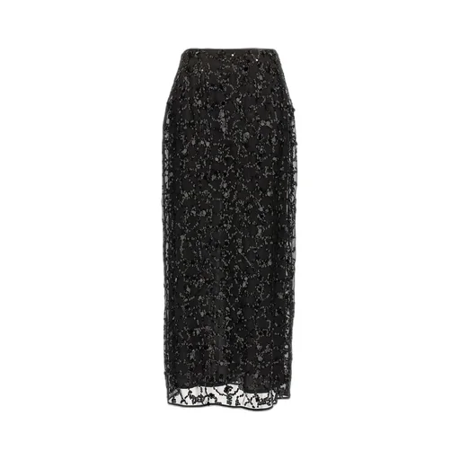 Sequin Embroidered Organza Pencil Skirt