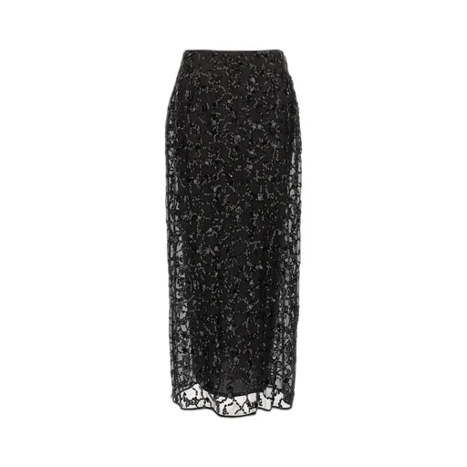 Sequin Embroidered Organza Pencil Skirt