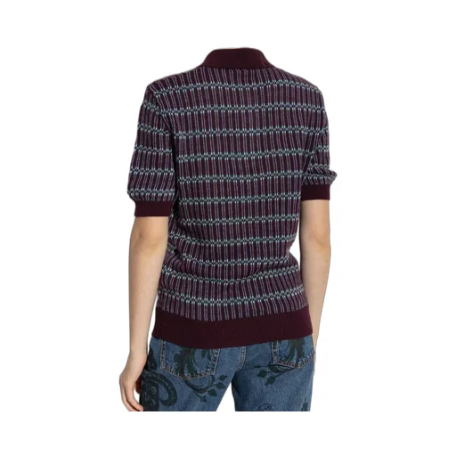 Short Sleeved Striped Knitted Polo Shirt