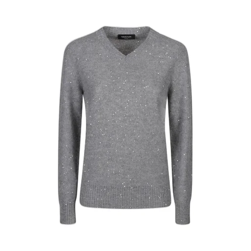 Sequin-Embellished V-Neck Jumper