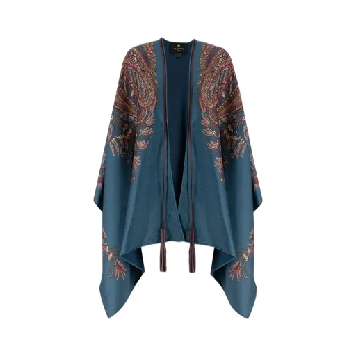 Paisley-Printed Tassel-Detailed Poncho