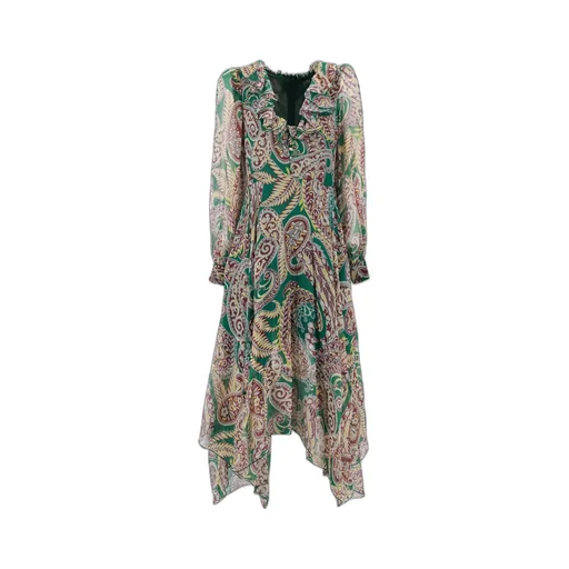Paisley Motif Plunging V-Neck Dress