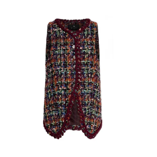 Checked Sleeveless Tweed Vest