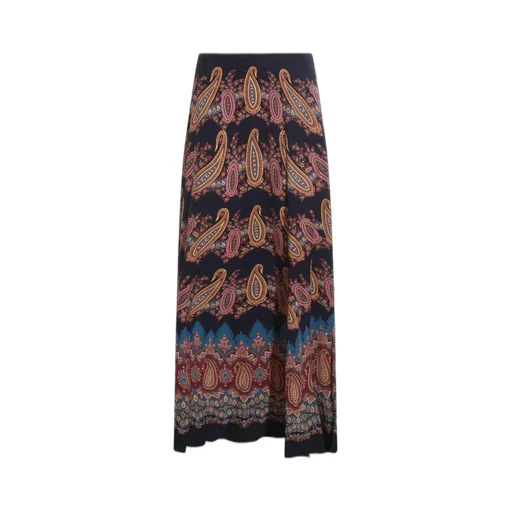 Paisley-Printed Pleated Maxi Skirt