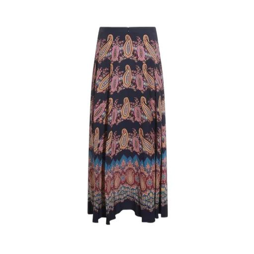 Paisley-Printed Pleated Maxi Skirt