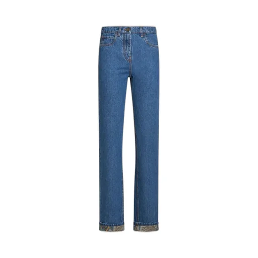 Turn-Up Hem Straight Leg Jeans