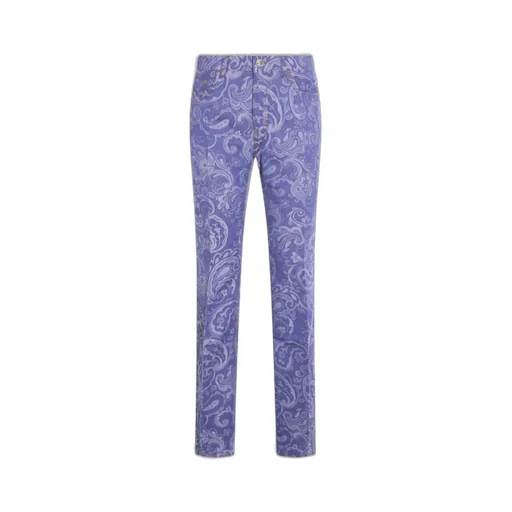 Paisley-Jacquard Logo Patch Jeans