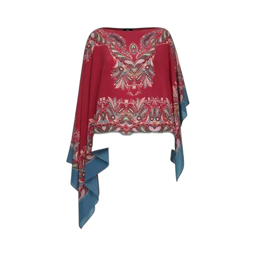 Paisley Print Asymmetric Poncho Top