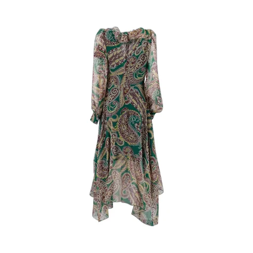 Paisley Motif Plunging V-Neck Dress