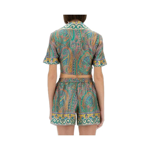 Paisley Printed Cropped Beach Cover Up