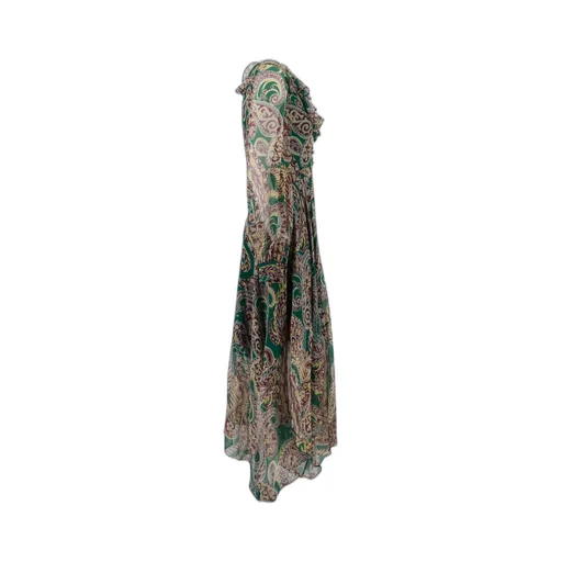 Paisley Motif Plunging V-Neck Dress