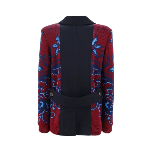 Paisley Intarsia Double-Breasted Jacket