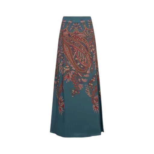 Placed Printed Satin Maxi Skirt