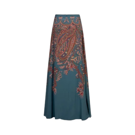 Placed Printed Satin Maxi Skirt