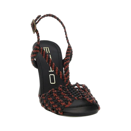 Braided Ankle-Strap Heeled Sandals