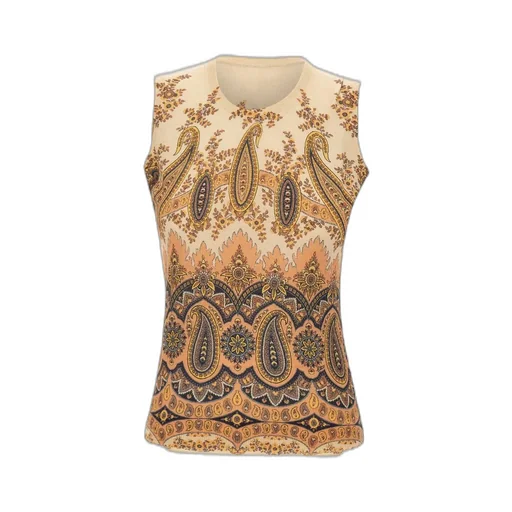 Paisley Crewneck Sleeveless Knitted Top